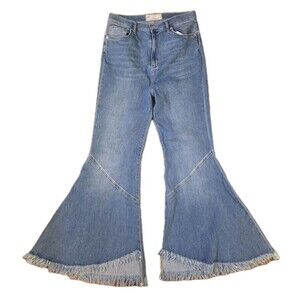 Free People Just Float On Flare Bell Bottom Jeans Medium Blue Wash Sz 31